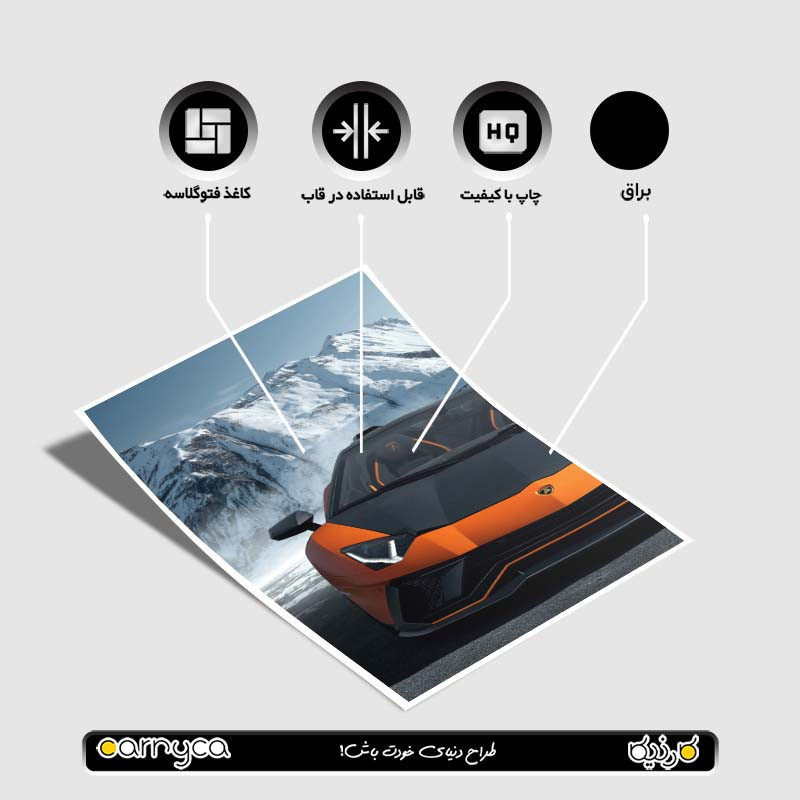 پوستر کارنيکا طرح لامبورگینی اونتادور Lamborghini Aventador کد 17995 مجموعه 8 عددی