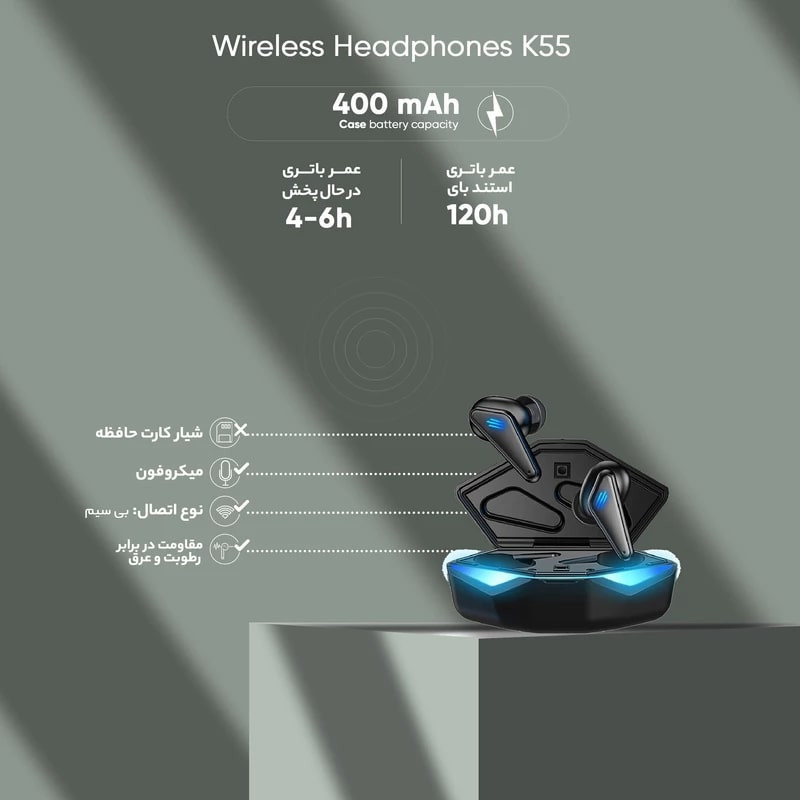 هدفون بلوتوثی مدل K55 Stereo