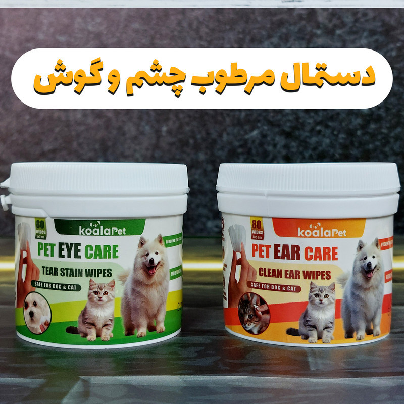 دستمال مرطوب سگ و گربه مخصوص گوش و اطراف چشم کوالاپت مدل  Wipes03 بسته دو عددی