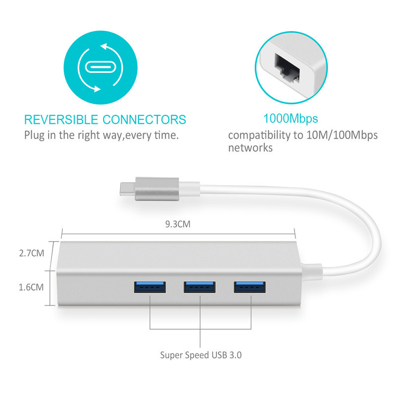 مبدل USB-C به LANUSB3 مدل 3ports
