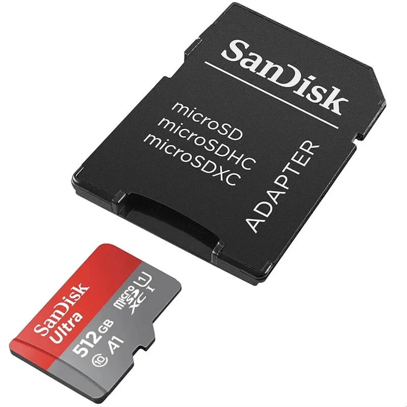 کارت حافظه microSDHC سن دیسک مدل Ultra A1 کلاس 10 استاندارد UHS-I سرعت 100MBps ظرفیت ۵۱۲ گیگابایت به همراه آداپتور SD