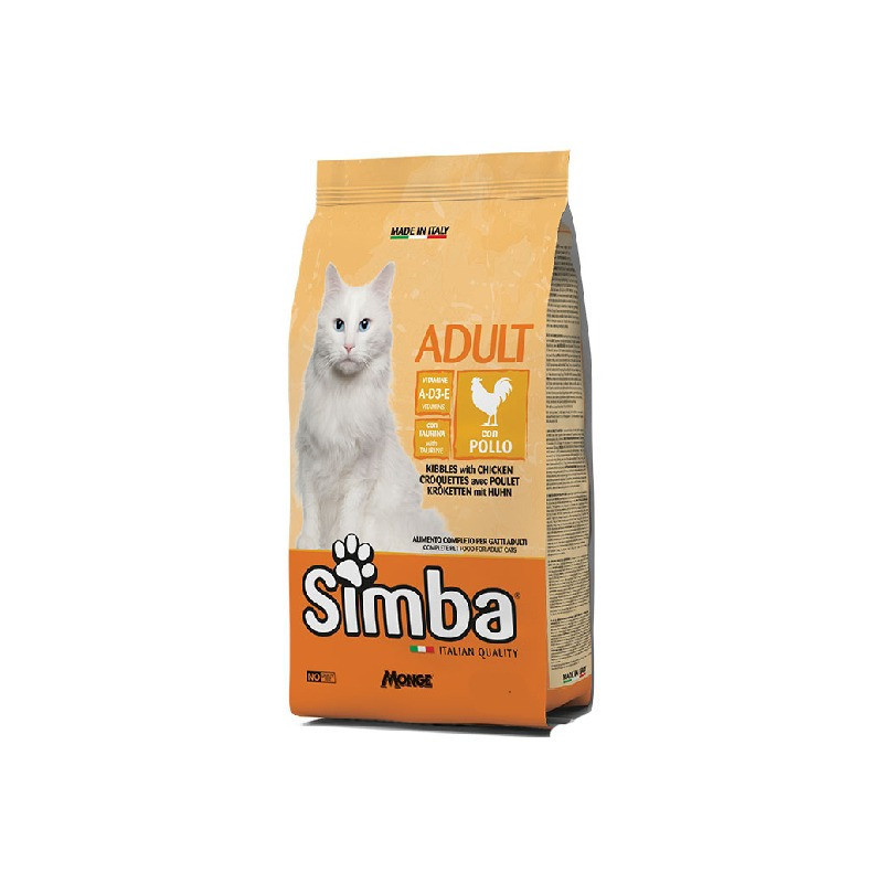 غذای خشک گربه بالغ مونژه مدل Simba Adult Cat kibbles طعم مرغ وزن 400 گرم