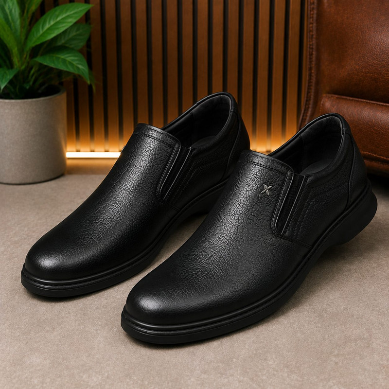کفش رسمی مردانه چرم طبیعی مدل Slip-on فوق سبک کد 406