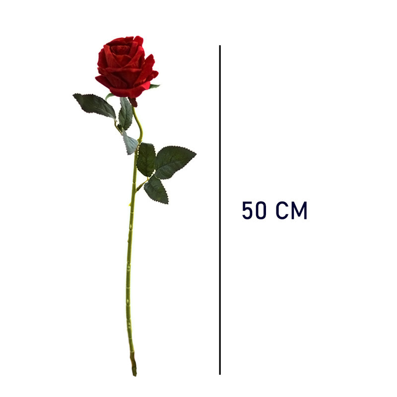 گل مصنوعی شاخه گل رز ارتفاع 50 سانتی‌متر وزن 50 گرم مناسب دکوراسیون و تزئینات داخلی