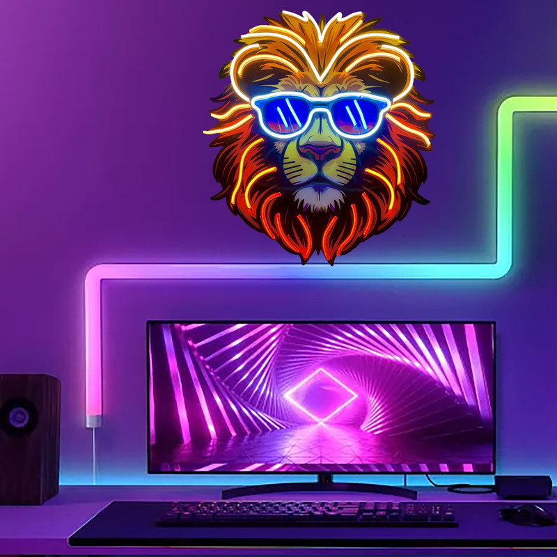 چراغ نئونی طرح شیر چاپ uv