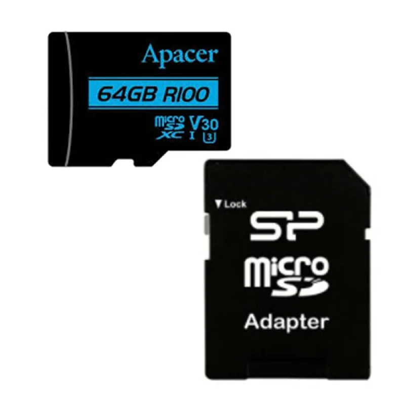 کارت حافظه microSDXC اپیسر مدل RIOO کلاس 10 استاندارد UHS-I U3 سرعت 100MBps ظرفیت 64 گیگابایت به همراه آداپتور SD