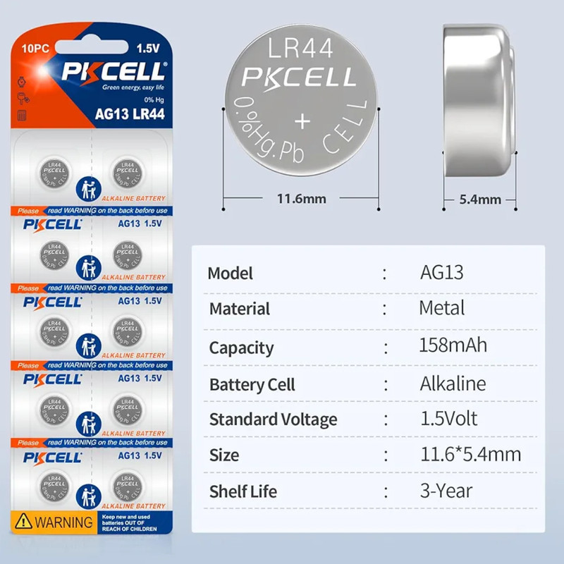 باتری ساعت پی‌کی سل مدل  AG13 LR44 ولت 1.5 مجموعه 4 عددی