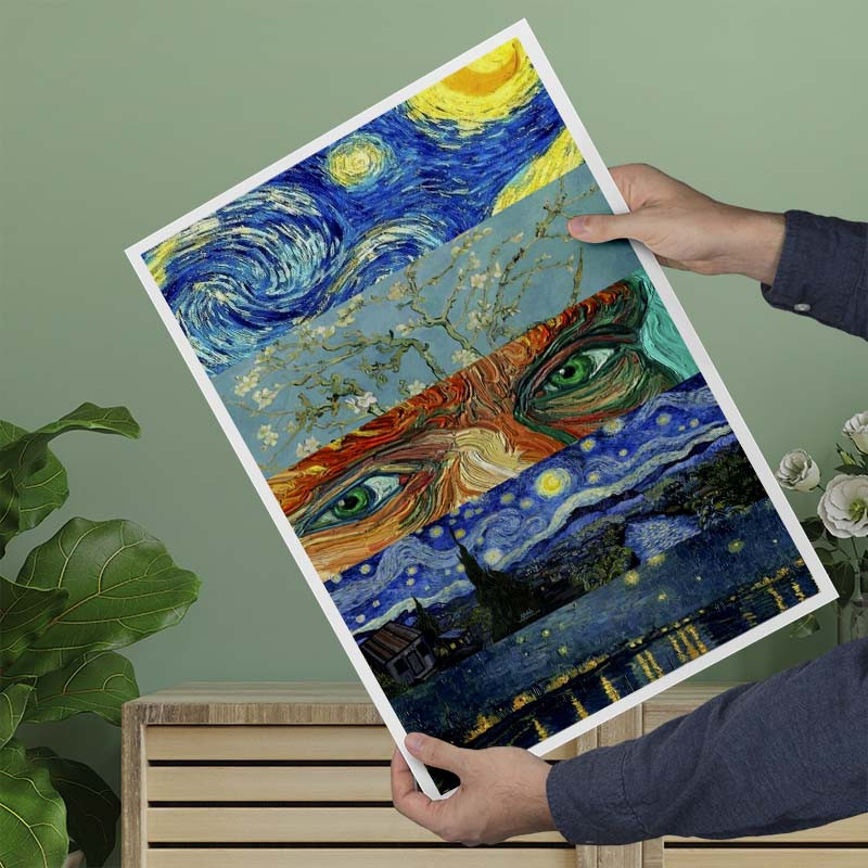 پوستر کارنيکا طرح شب پرستاره فانتزی ون‌گوگ Fantasy Starry Night Van Gogh کد 39871 مجموعه 8 عددی