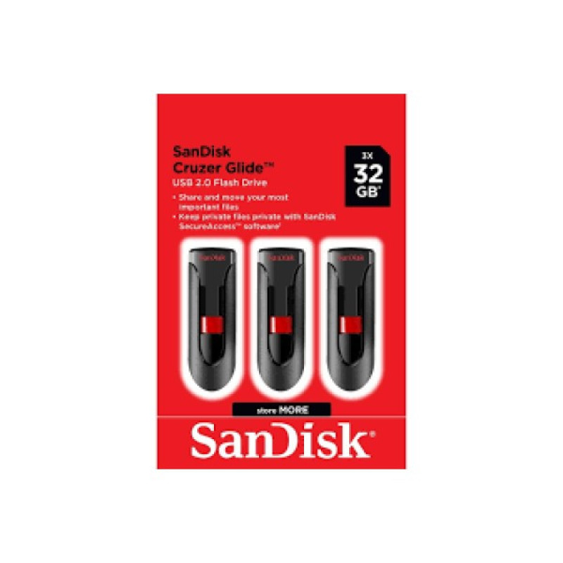 فلش مموری سن دیسک مدل CZ60 GLIDE ظرفیت 32 گیگابایت بسته 3 عددی