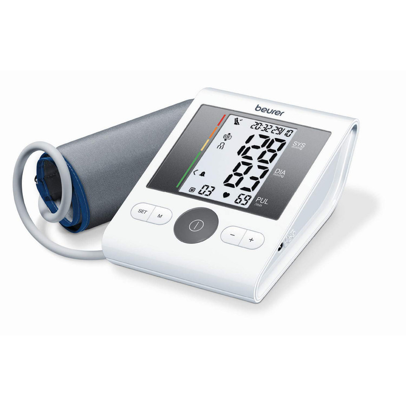 فشارسنج بازویی دیجیتال بیورر مدل BM28 با حافظه 120 رکورد برای 4 کاربر، نمایشگر LCD بزرگ، تشخیص آریتمی، هشدار خطای محاسباتی، سنجش ضربان قلب، قابلیت خاموشی خودکار و منبع تغذیه باتری قلمی و آداپتور