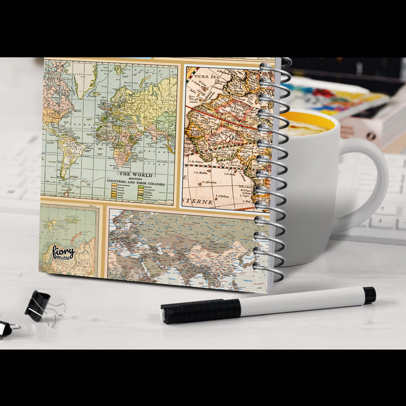 دفتر مشق 100 برگ مستر راد مدل نقشه جهان طرح world map کد fiory 2415