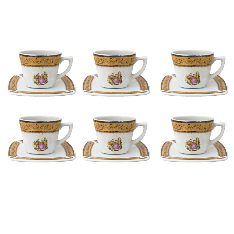 سرویس قهوه خوری 12پارچه 6 نفره شرکت صنایع چینی تقدیس مدل لیلی و مجنون کد 02