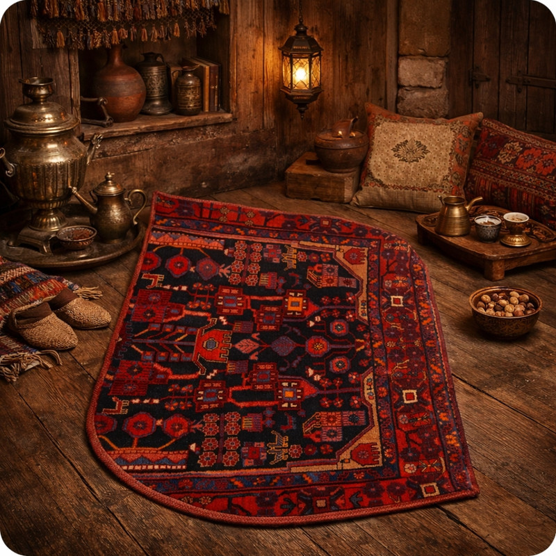 کلاژ فرش دستباف 1.5 متری کارپینوس مدل آنتیک طرح نهاوند
