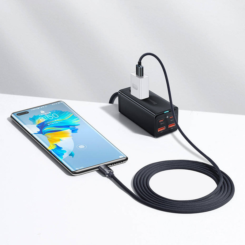 کابل تبدیل USB به USB-C باسئوس مدل Crystal Shine طول 2 متر