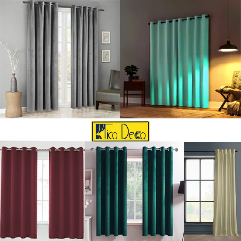 پرده تیکو دکو مدل مخمل مات هانزو شش چین سایز 225x280 سانتیمتر