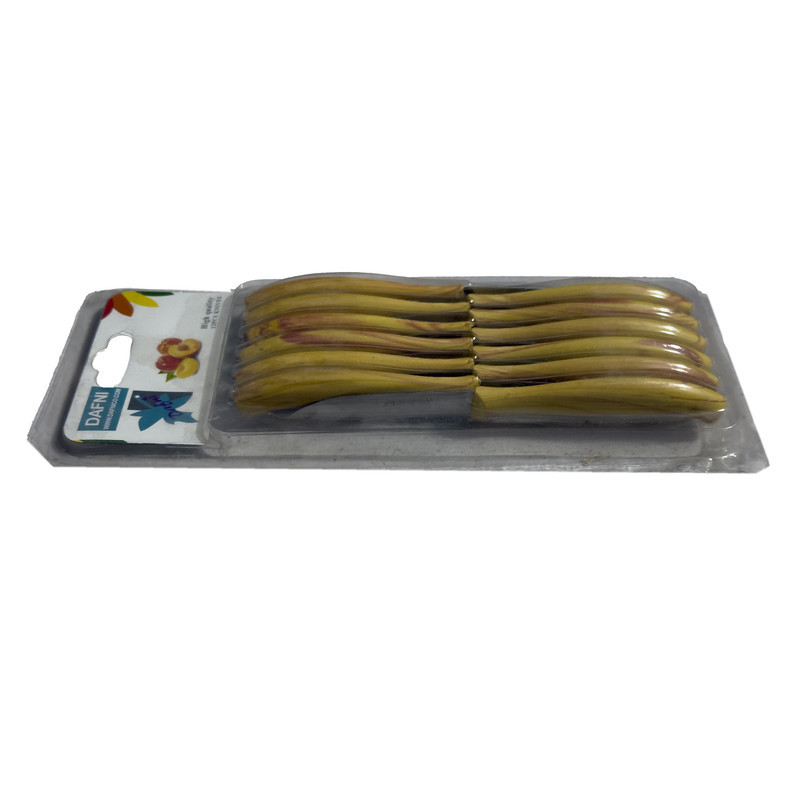 چاقو میوه خوری دفنی مدل دسته چوبی کد SMT-12PCS مجموعه 12 عددی