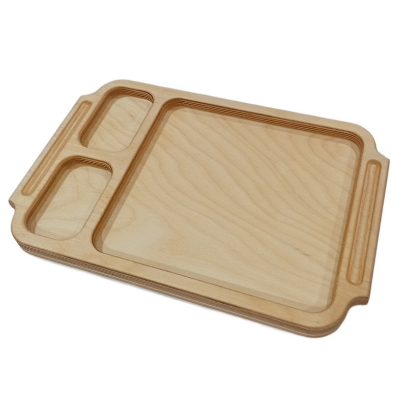 سینی دسته دار مدل چوبی طرح سه خانه کد MP21