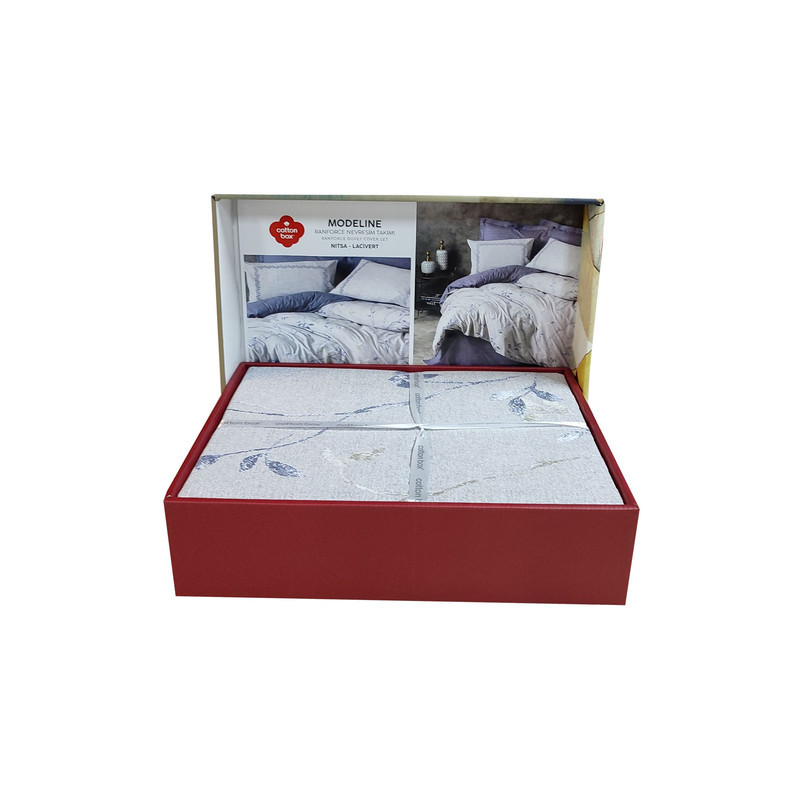 سرویس ملحفه یک نفره 3 تکه کاتن باکس مدل NITSA LACIVERT