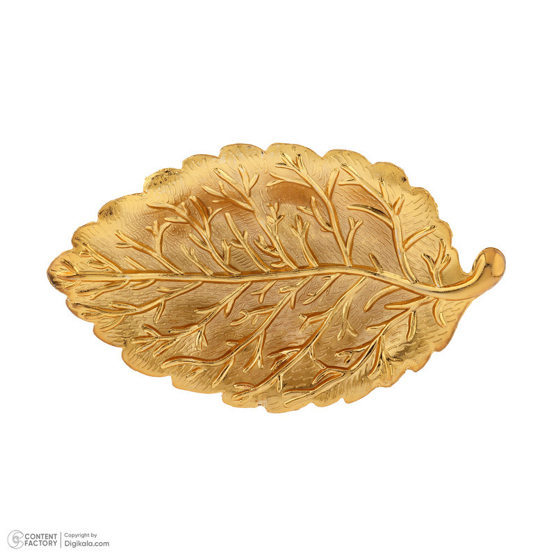ظرف سرو فلزی دسرخوری طرح برگ فانتزی زارا گیفت مدل خرماخوری کد ZR09 با طراحی مدرن، مناسب سرو خرما و تنقلات، ساخت ایران و قابل شست‌وشو با دست