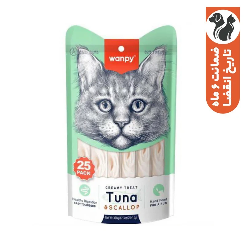 بستنی گربه ونپی مدل سفارش اروپا با طعم ماهی تن بسته 25 عددی