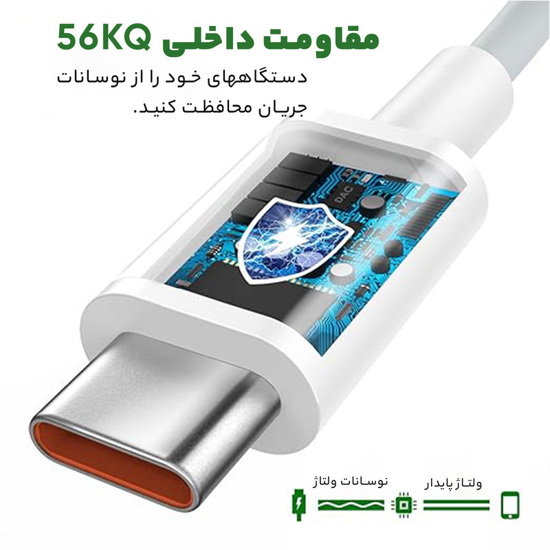 کابل تبدیل USB به USB-C شیائومی مدل Turbo 5A طول 1 متر