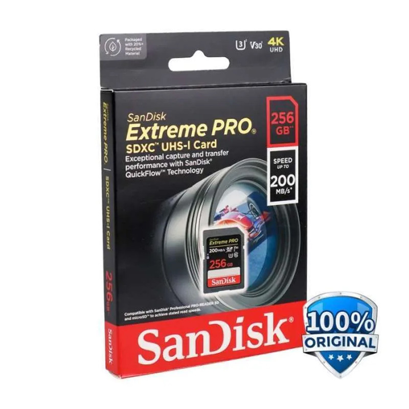 کارت حافظه SDXC سن دیسک مدل Extreme Pro V30 کلاس 10 استاندارد UHS-I U3 سرعت 200MBs ظرفیت 256 گیگابایت