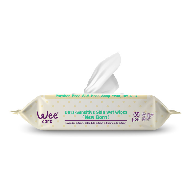 دستمال مرطوب کودک وی کر مدل sensitive skin بسته 63 عددی