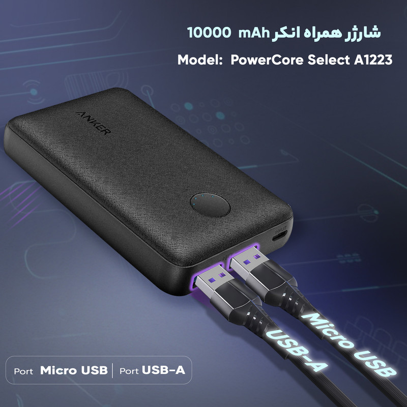 پاوربانک انکر مدل PowerCore Select A1223 ظرفیت 10000 میلی آمپر ساعت