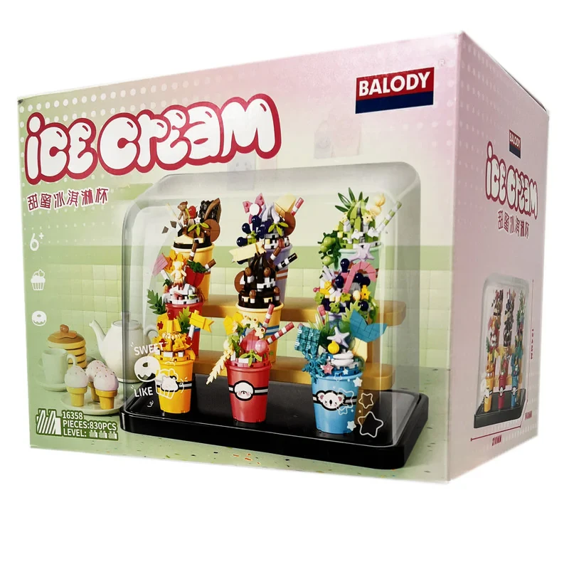 ساختنی 830 تکه بالودی مدل Ice Cream کد 16358 مجموعه 9 عددی