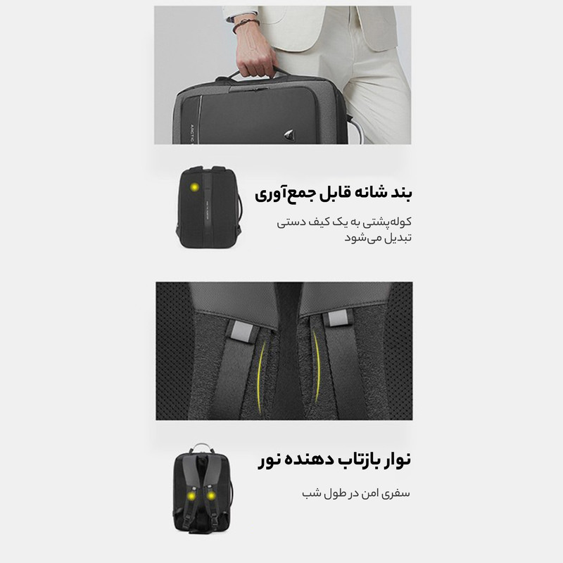 کوله پشتی لپ تاپ آرتیک هانتر مدل B00227L مناسب برای لپ تاپ 14.1 تا 15.6 اینچی