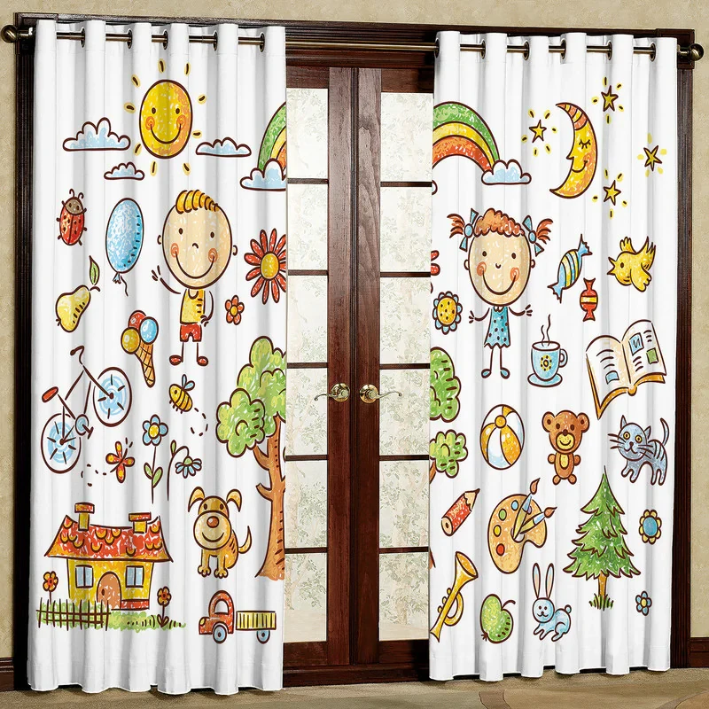 پرده مدل دختر و پسر نقاشی مخمل پانچی کد 1168L سایز 140x280 سانتی متر