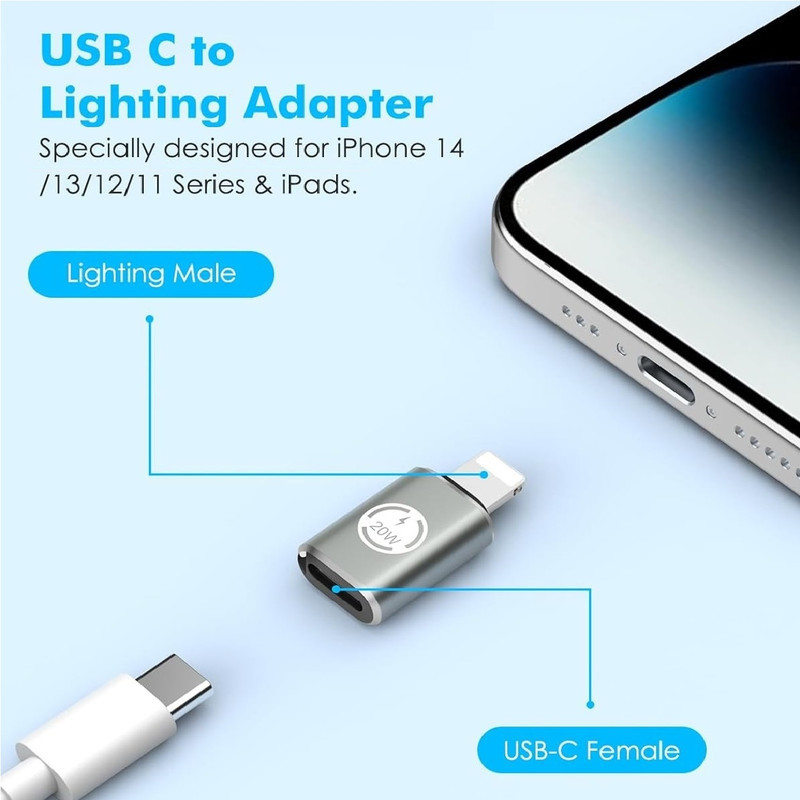 مبدل USB-C به لایتنینگ مدل Type-C to Lightning 20W