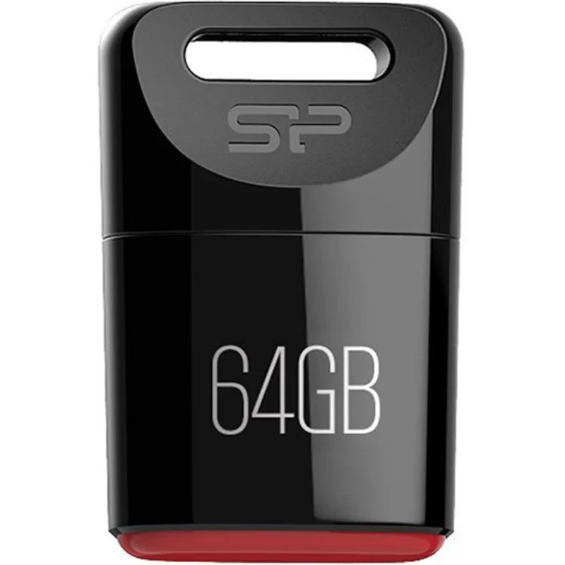 فلش مموری سیلیکون پاور مدل Touch T06 ظرفیت 64 گیگابایت، مقاوم در برابر نفوذ مایعات، ضربه و غبار، دارای درپوش محافظ و ضد اثر انگشت