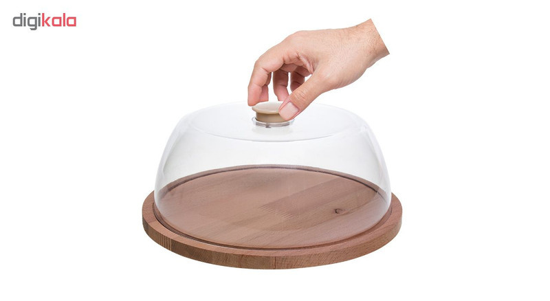 کیک‌خوری یک طبقه چوبی با درب پلاستیکی شفاف کد 403، قطر 29cm و ارتفاع 13.5cm