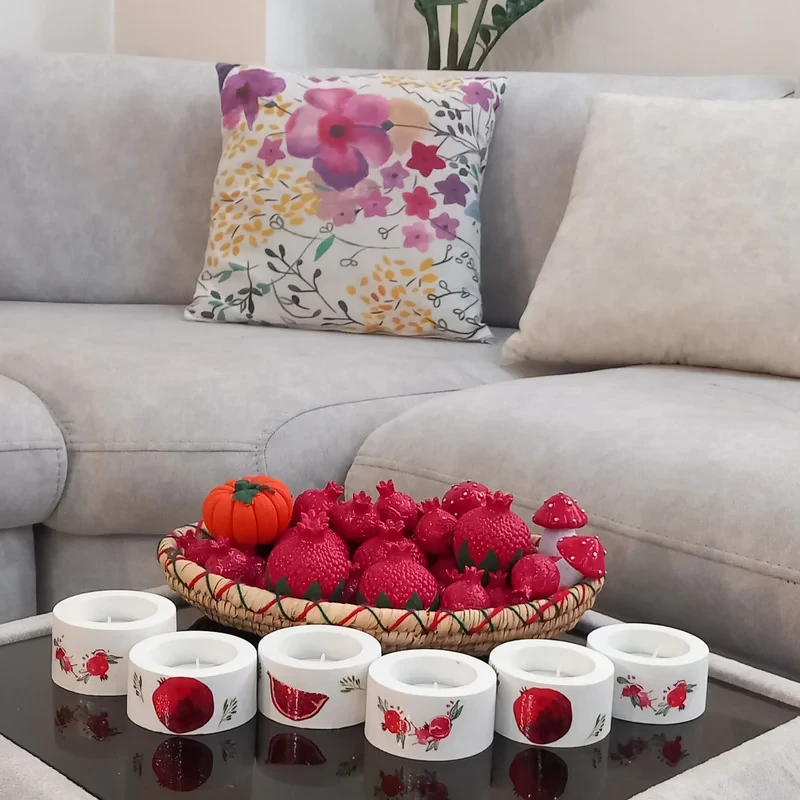 شمعدان سنگی مدل وارمر انار بسته 2 عددی
