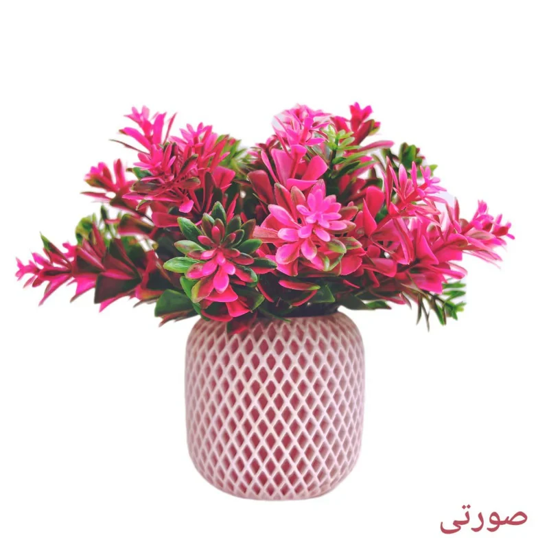 گلدان به همراه گل مصنوعی طرح میخک مدل زنبوری کد S31