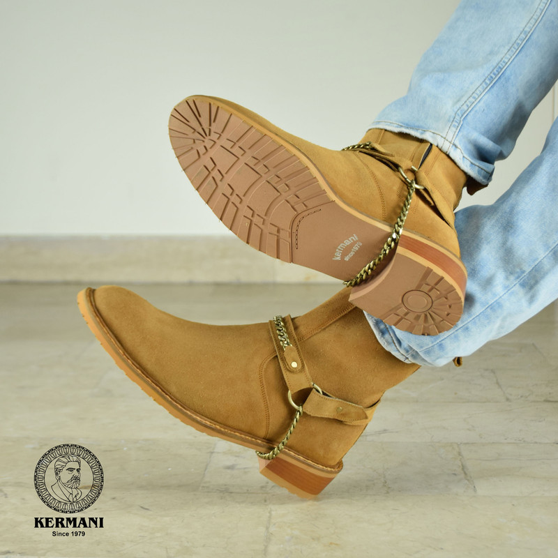 نیم بوت مردانه کرمانی مدل جیر دستدوز طبیعی کد 653