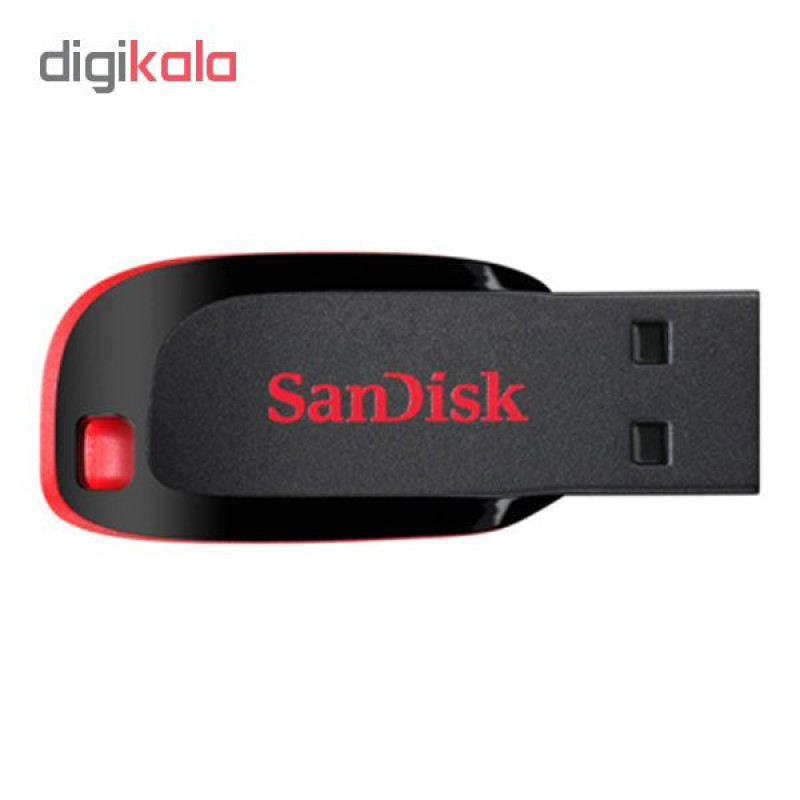 فلش مموری سن دیسک مدل Cruzer Blade CZ50 ظرفیت 32 گیگابایت با رابط USB 2.0، سرعت انتقال 480 مگابیت بر ثانیه، قابلیت رمزگذاری اطلاعات و بدنه مقاوم در برابر لک و اثر انگشت