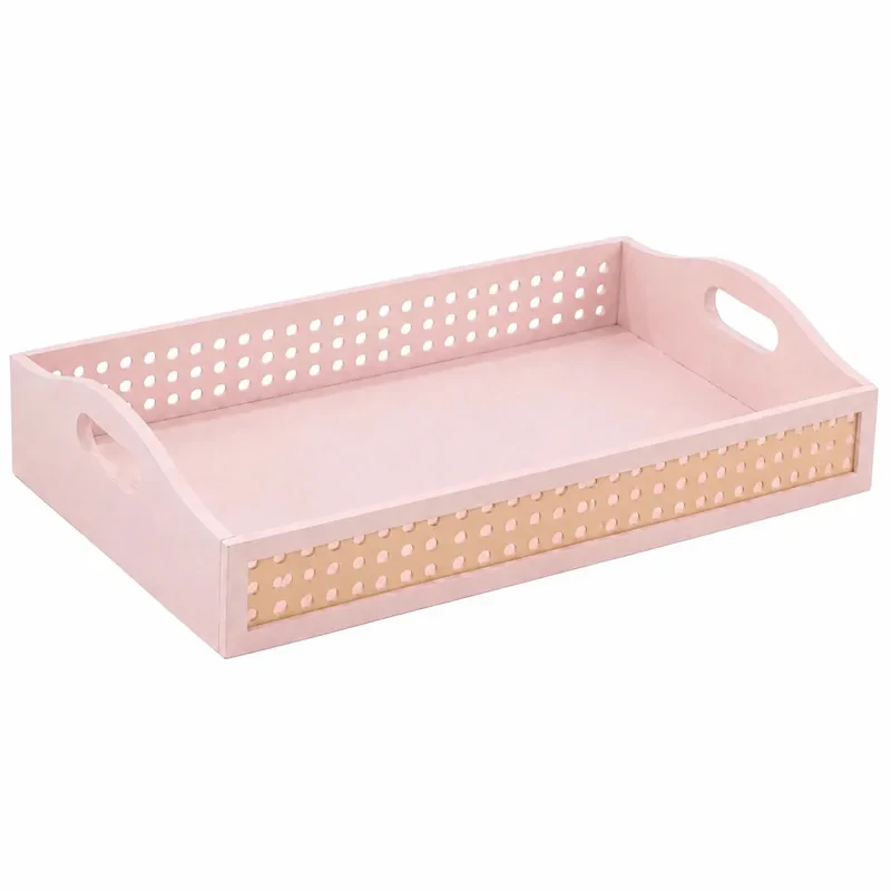سینی دسته دار طرح حصیری کد P247 سایز 22*33 سانتی متر