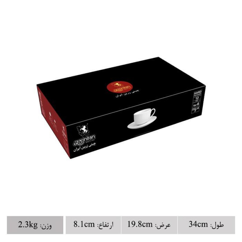 سرویس چای خوری 12 پارچه چینی زرین ایران سری ایتالیا اف مدل والنسیا درجه عالی