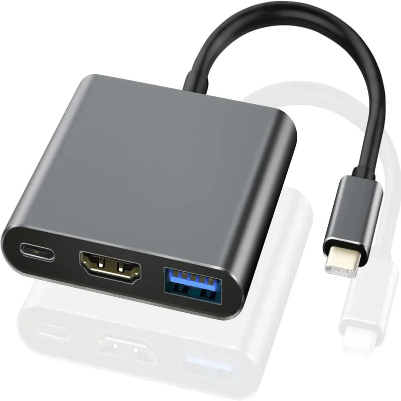 مبدل USB-C به USB-C  USB 3.0  HDMI 4K  مدل Adapter 3 in1