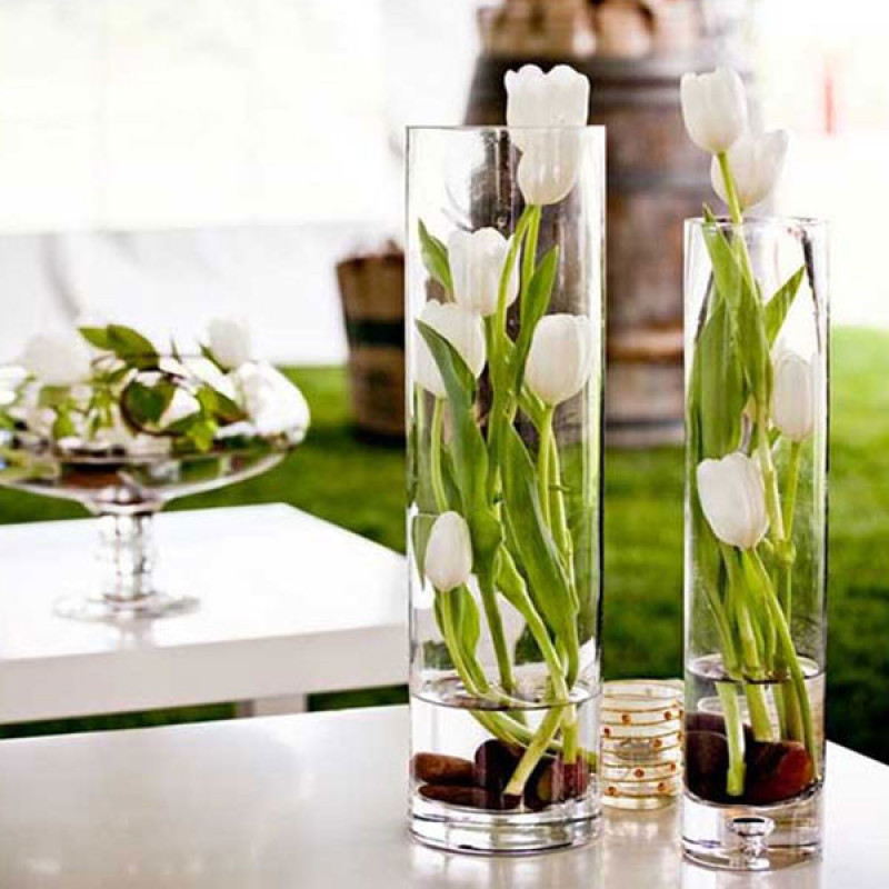 گلدان دکوری شیشه‌ای استوانه‌ای رومیزی و ایستاده کد 1215 مناسب گل آپارتمانی، کاکتوس و گیاهان آبی با ابعاد 15×12×12 سانتی‌متر