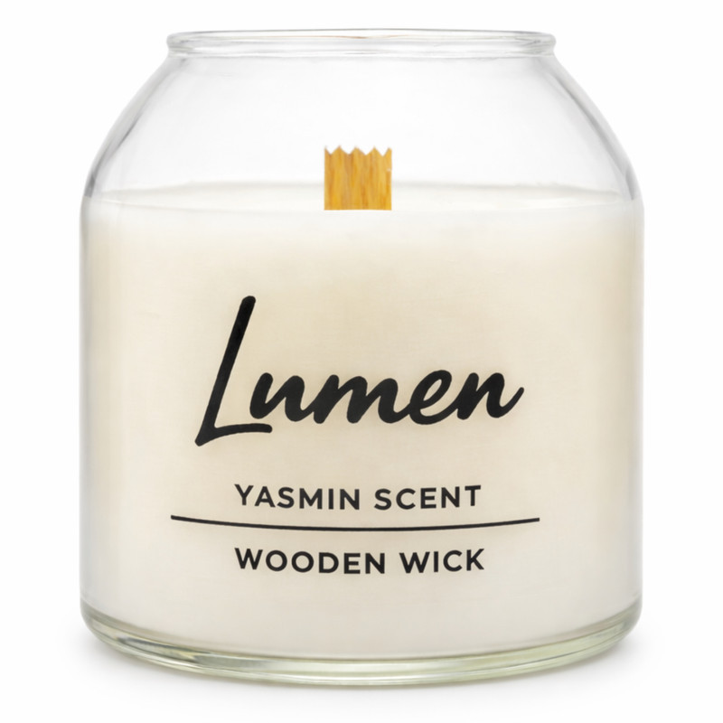 شمع لیوانی معطر مدل LUMEN-02 با رایحه گل یاسمن زمان اتمام ۹۰ ساعت