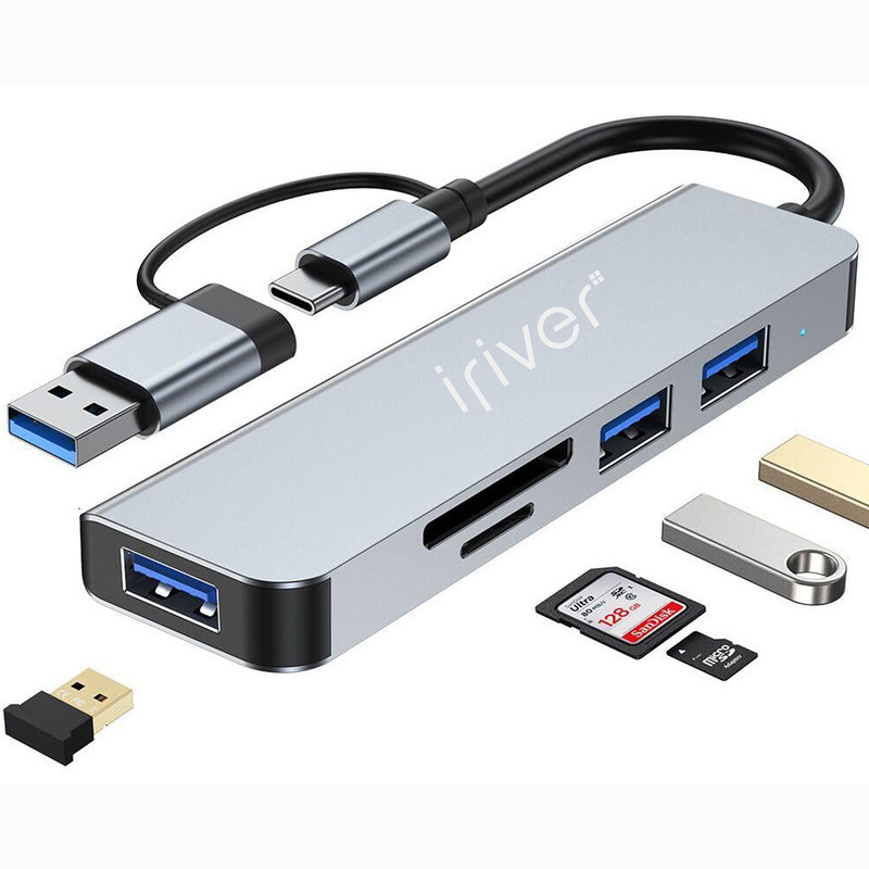 هاب و کارت خوان 5 پورت USB 3.0 آیریور مدل  HU-2 DUAL
