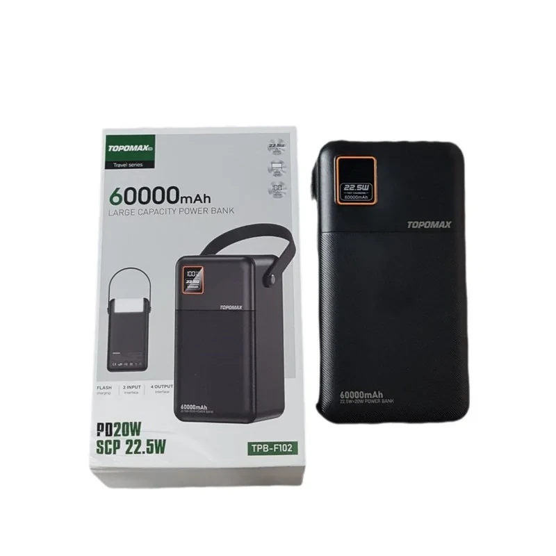 پاوربانک 12 وات توپومکس مدلTPB-F102 ظرفیت 60000 میلی‌آمپرساعت