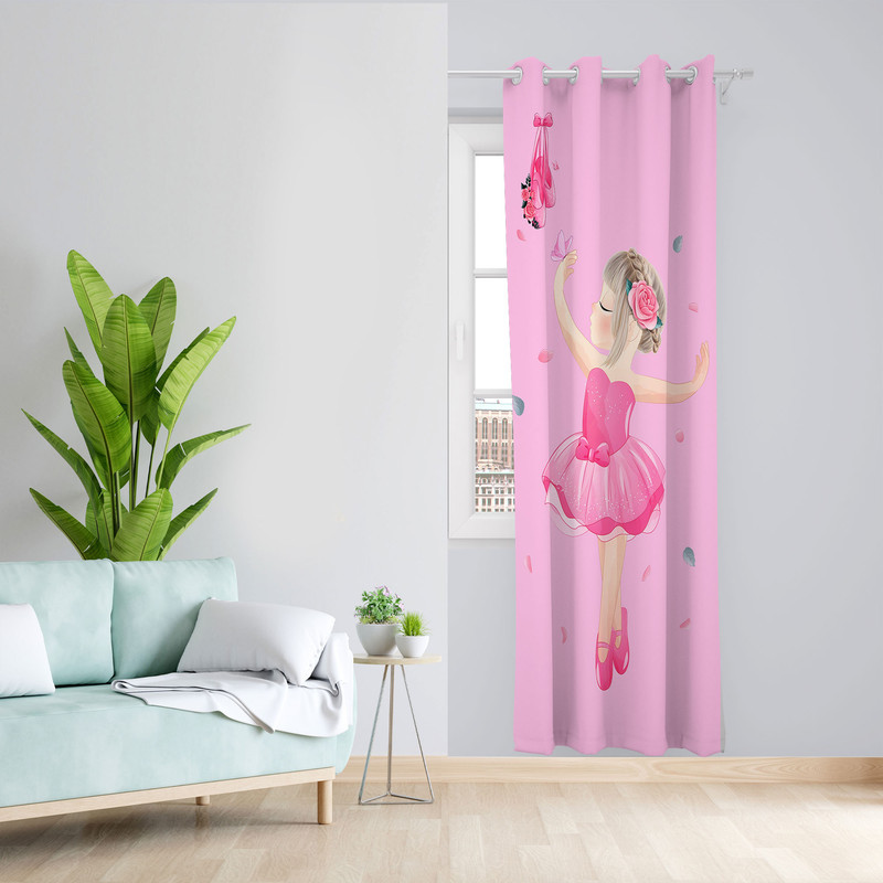 پرده مدل اتاق کودک مخمل پانچی طرح دخترانه کد 4816 سایز 140x280 سانتی متر