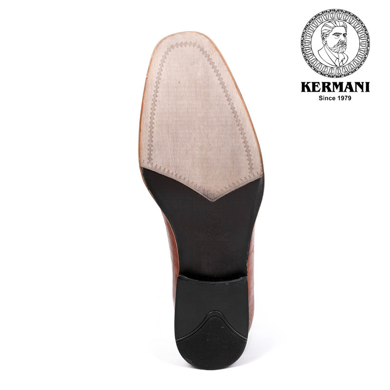 کفش مردانه کرمانی مدل چرم دستدوز طبیعی کروکو کد 1064