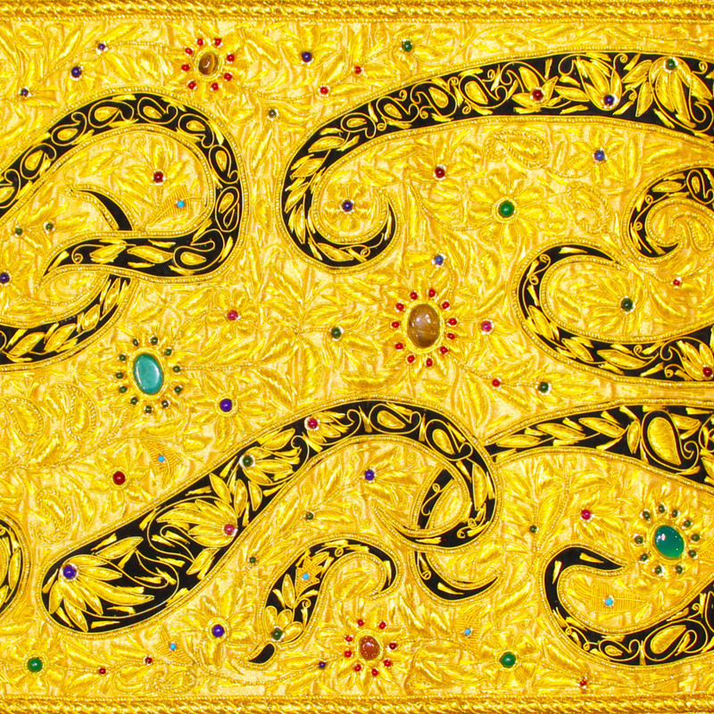 فرش جواهر دستبافت زرموند یک متری مدل Paisley کد 3