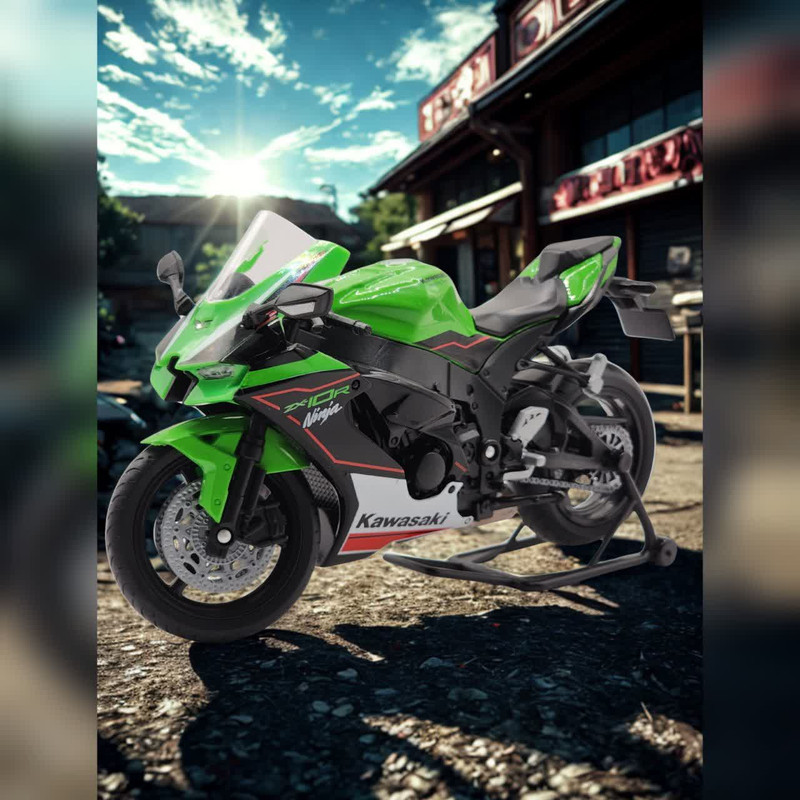 موتور بازی ولی مدل فنردار فرمان متحرک Kawasaki Ninja ZX10R به همراه جاسوئیچی