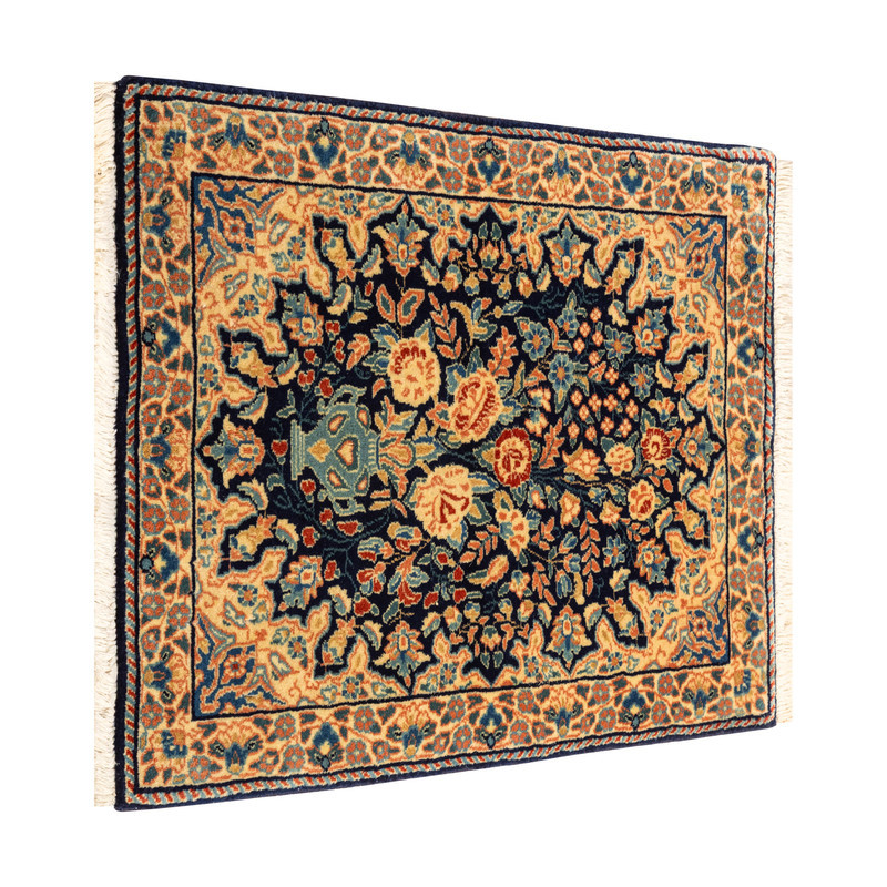 فرش دستبافت 0,4 متری طرح راور کد 97P626 زمینه سرمه ای